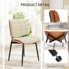 Dining Chairs Set of 2, Mid Century Modern Dining Room Chair with Thick Cushion, Upholstered Faux Leather Kitchen Chairs with Walnut Bentwood Back for Kitchen Dining Room, Beige