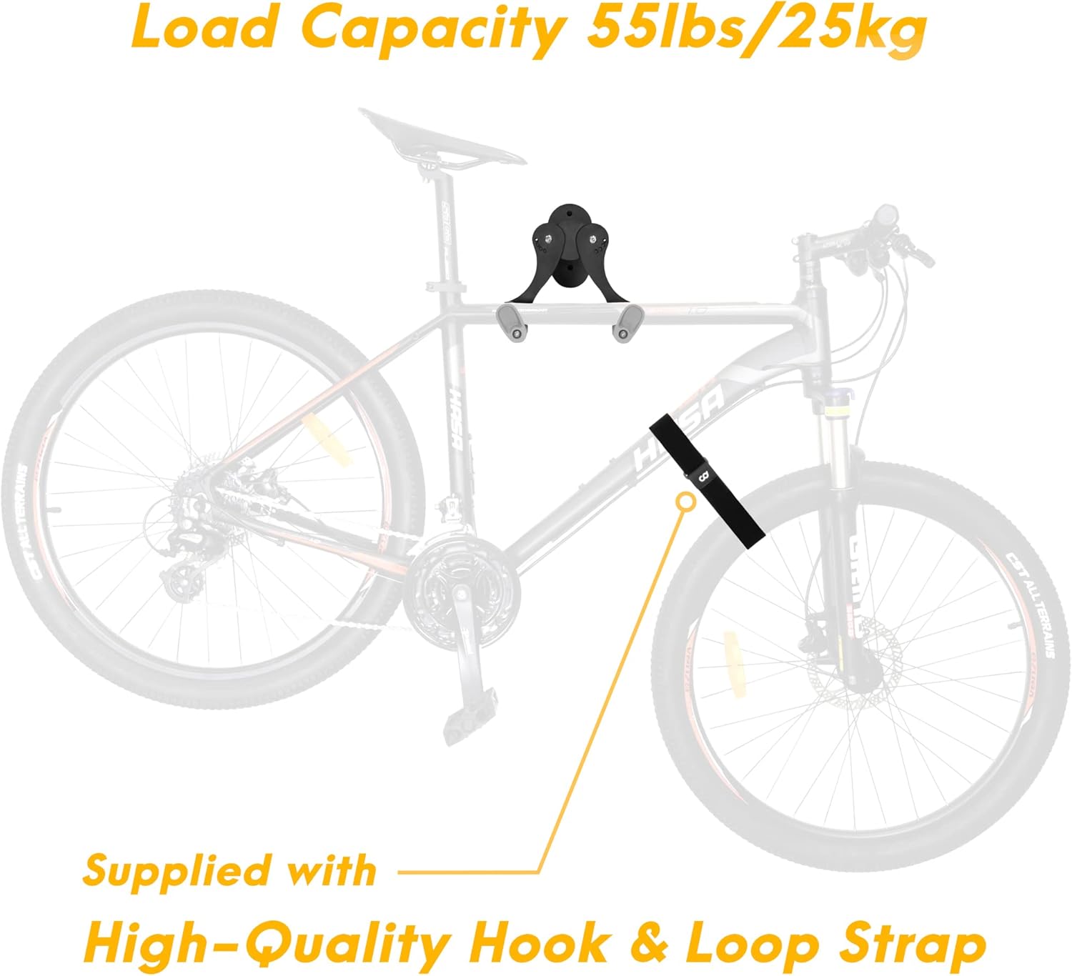 CyclingDeal Bike Wall Mount Rack - Adjustable, Extendable & Foldable - Indoor Storage Horizontal Cycling Hook Hanger Organiser - Safe & Secure for MTB, Road Bicycles in Garage or Home - Pack of 2
