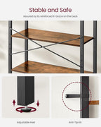 VASAGLE 6-Tier Bookshelf, Bookcase with Steel Frame, Book Shelf for Living Room, Home Office, Study, 11.8 x 31.5 x 73.2 Inches, Industrial Style, Rustic Brown and Ink Black ULLS082B01