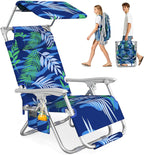 Suteck Zero Gravity Beach Chair with Canopy, Backpack Beach Chairs for Adults, Lightweight Adjustable Reclining Beach Chair with Shade, Folding Lay Flat Chair for Beach Poolside Outdoor