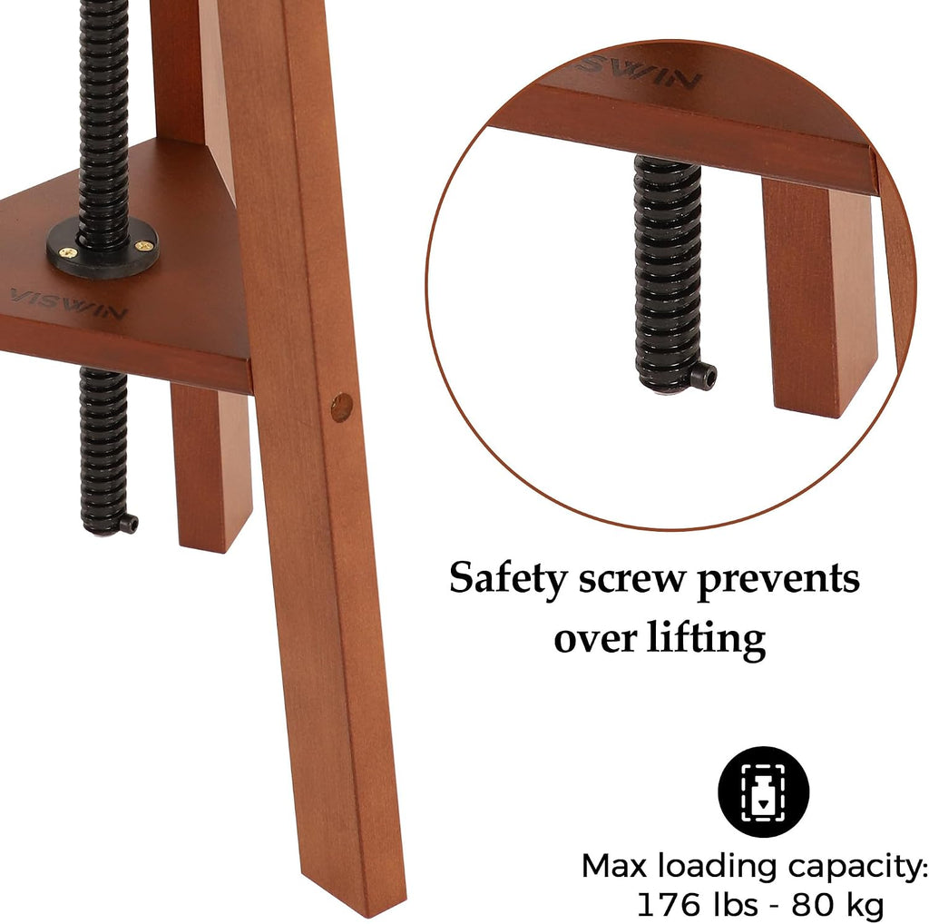 VISWIN Adjustable Drafting Stool, Beech Wood, Artist Stool Chair, Supports Up to 176 Lbs, for Artists, Studio, Home Use, Office, Kitchen, Walnut