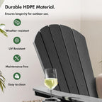 VonHaus Black Adirondack Chair Set of 2 - Reclining Slatted Style Garden Chair with Pull-out Footrest - Durable Weather Resistant HDPE Plastic Outdoor Armchair for Patio & Decking - Westport