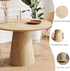 Farmhouse Round Dining Table for 4-5, 43" Round Wooden Kitchen Table with MDF Table Top Pedestal Base,Mid Century Modern Minimalist Dining Table for Dining Room Kitchen Living Room Small Space Oak