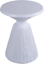 IRONORA Textured Concrete Accent Side Table, Hourglass Shaped Round Outdoor End Table, Weather Resistant Speckled Stone Pedestal Side Table for Patio Garden Living Room Bedroom Entryway, Nightstand