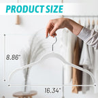 Sishynio Velvet Hangers 100 Pack, Space Saving Non Slip Hangers for Closet Organization, Slim Flocked Clothes Hangers with 360° Hooks for Shirts, Dresses, Pants, Coats and Tops(White)