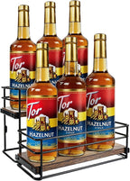 6 Bottle Coffee Syrup Rack Organizer 2 Tier Syrup Holder Stand for Coffee Bar Syrup Storage Shelves for Bar Family Storage Small Wine Rack for Syrup Wine Dressing