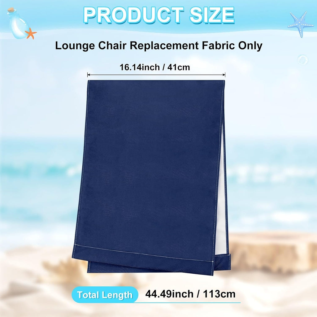 M METERXITY Beach Sling Chair Replacement Canvas, 16x44.5 Inch Folding Lounge Chair Fabric for Beach/Sunbathing/Courtyard/Garden, Outdoor Furniture Cloth [Dark Blue, Only Replacement]