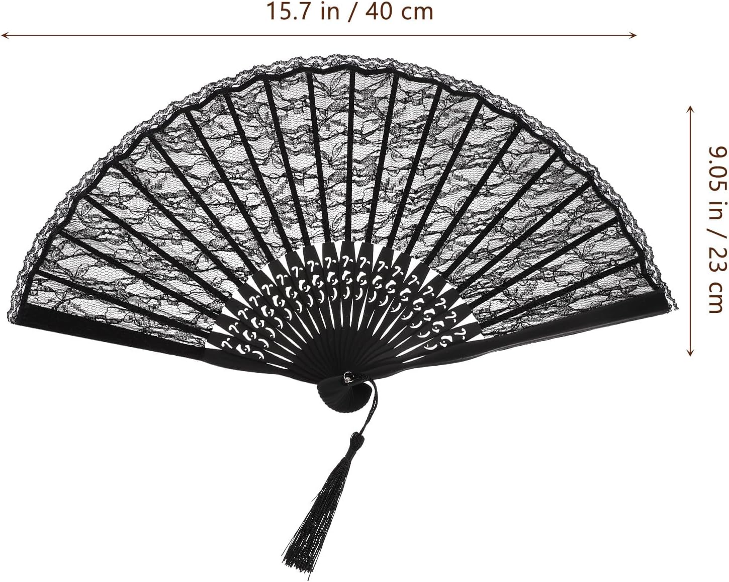 Sewroro Black Lace Folding Fan, Spanish Victorian Hand Fan, Bamboo Lace Foldable for Summer Wedding Party Favor And Fancy Dress