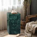 Luxury Natural Marble Square Side Table & Coffee Table, Accent End Table for Modern Couch, Bed, Living Room, Bedroom, and Showroom（Green）