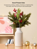STHIE Beige Ceramic Vase, 8 Inch Rustic Farmhouse Minimalist Vases Home Decor, Small Pampas Grass Vases for Table Living Room (White)