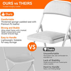 1 Pack Folding Chairs with Cushion Padded - Metal Chairs w/Comfortable Seats and Durable Steel Frame Foldable Chair for Indoor Outdoor Wedding, Party, Backyard & Office Events (White, 1 Pack)