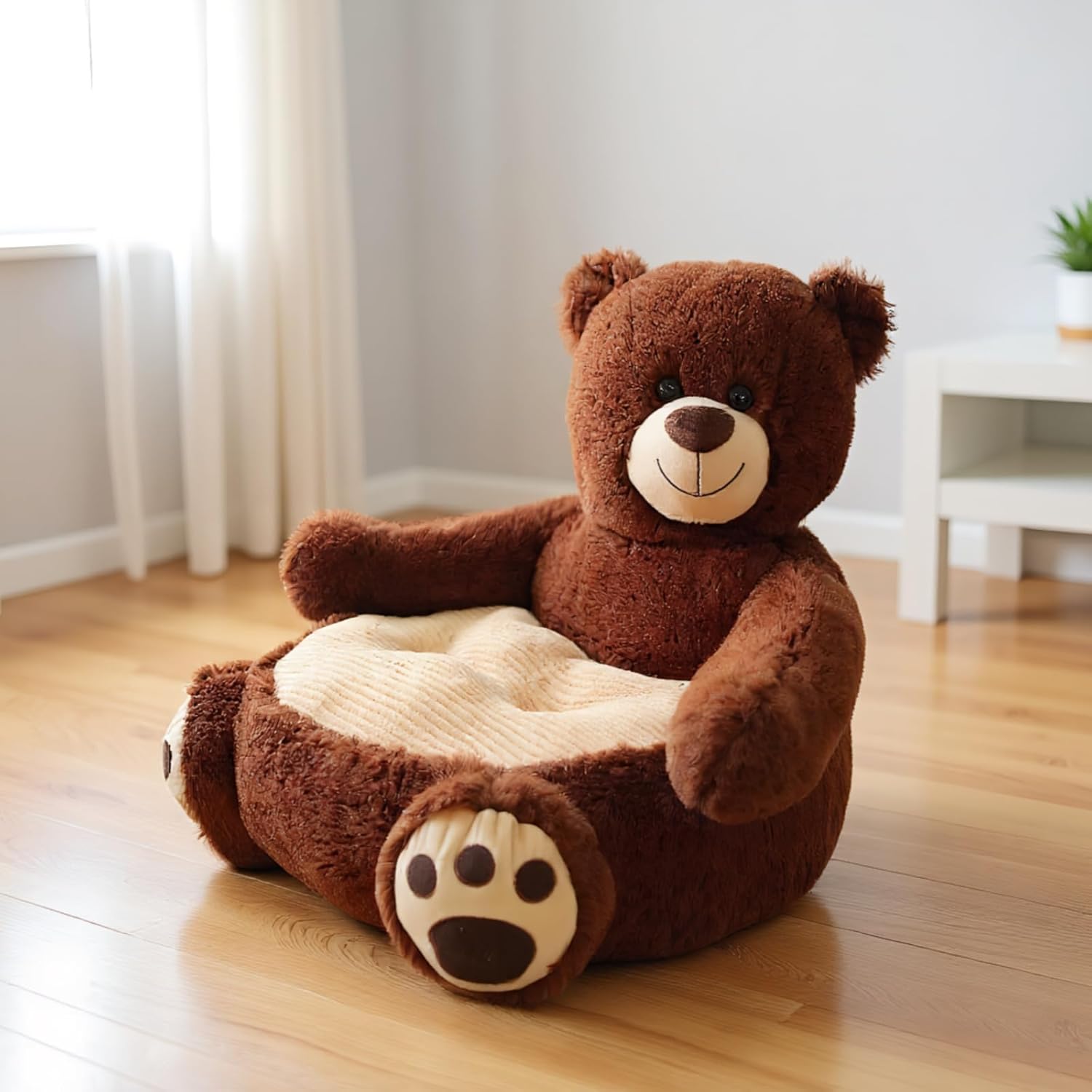 Plush Bean Bag Chair Comfy Reading Small Couch Cozy Floor Chairs Bedroom Chairs Cute Cartoon Mini Armrest Sofa Seat Animal Shaped Cushion Room Decoration 50cm / 45cm / 50cm (Dark Brown)