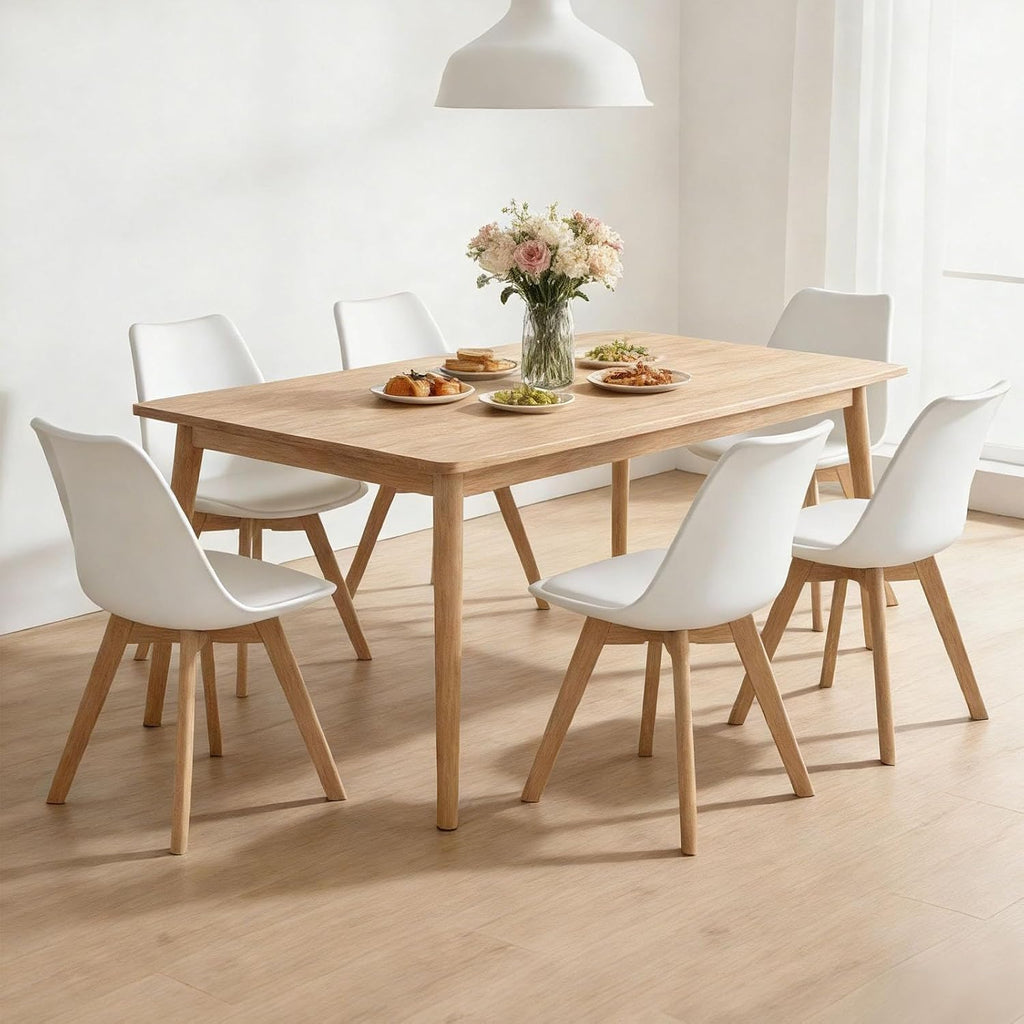 YLGJ&TIDY Modern Dining Chairs Set of 4 PU Leather Upholstered Chairs with Wooden Legs Mid Century Soft Padded Kitchen Chairs for Living Room Bedroom Dining Room Patio (White, Pack of 4)
