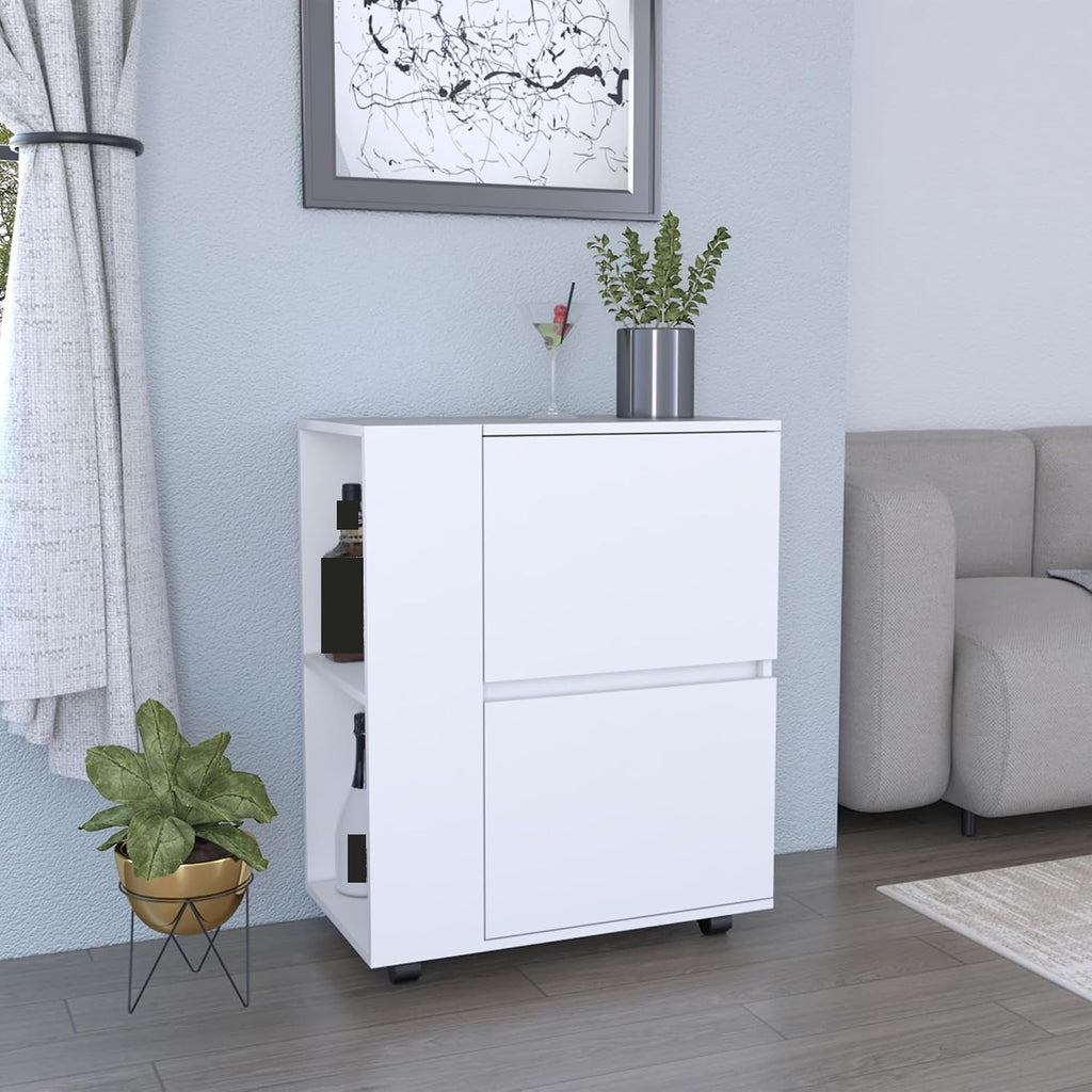 Pantry Cart Two Pull-Down Door Cabinets and Two Open Shelves, Storage Locker for Kitchen Dining Room,for Kitchen Home