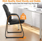 CLATINA Leather Waiting Room Chair, Sled Base No Wheels Reception Guest Chair with Padded Armrest, Comfy Upholstered Office Computer Desk Chair for Home Office Meeting Room Lobby, Black, 8 Pack