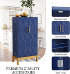 ARTPOWER 45'' Kitchen Pantry Cabinet, 4 - Layer Storage Cupboard with Adjustable Shelves for Storage Cabinet Pantry, Food Pantry Cabinet for Kitchen, Dining Room and Living Room,Gold Legs, Blue