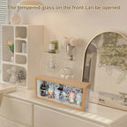 Display Case for Figures with Tempered Glass Door, Wall Mounted Wood Display Case for Collectibles, Dustproof Display Shelf for Pop Mart, Labubu, Action Figures, Mini Toys and Figurines