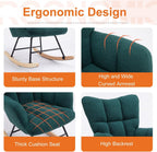 Rocking Chair, Upholstered Glider Rocker Accent Chair, Nnursery Rocking Chairs with High Backrest for Small Spaces, Indoor, Living Room, Bedroom, Green