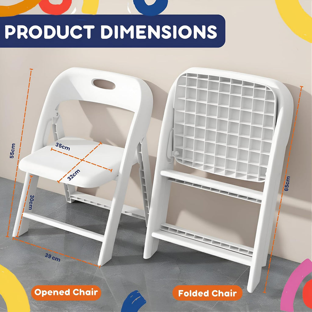 Giggle & Play 2 Pack of Kids Folding Chair with Backrest - Lightweight, Portable Toddler Chair for Indoor, Outdoor, Playroom & Classroom (White)