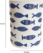 Tov Furniture Tempest Ceramic Table in Blue Fish
