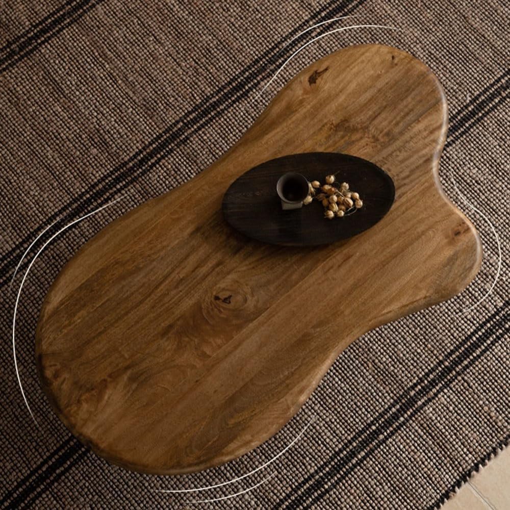End Tables Wood Coffee Table Live Edge Finish Curved Base Living Room Decor