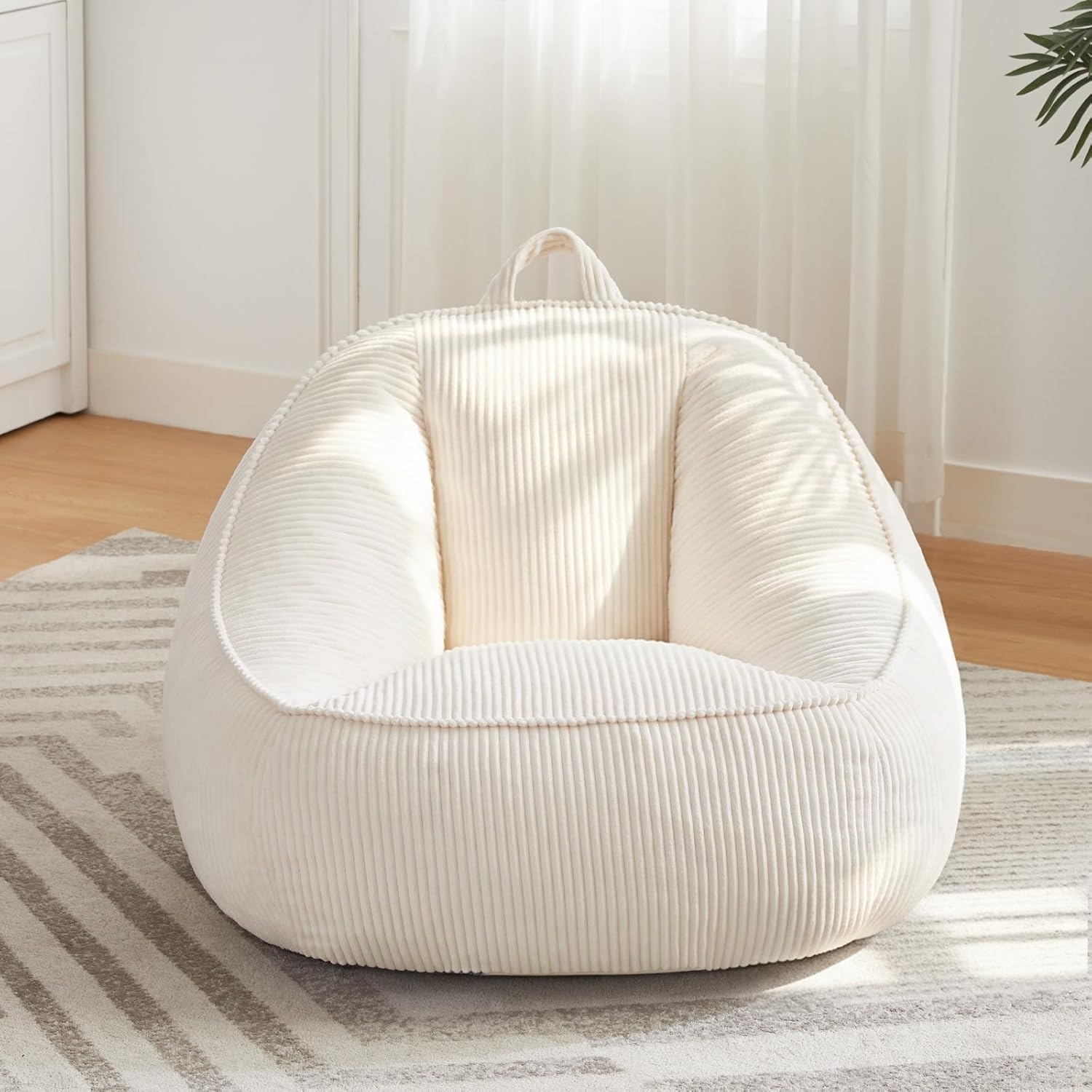 HUGHEAVEN Bean Bag Chairs for Kids, Toddler Bean Bag Chair, Comfy Cozy Reading Chair & Stuffed Toddler Floor Sofa, Soft Beanbag Chairs for Boys and Girls, Lazy Floor Seat for Gaming and Reading, Beige