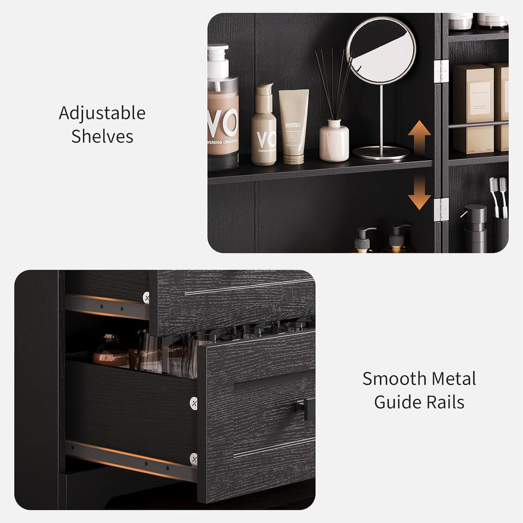 IDEALHOUSE Farmhouse Kitchen Pantry Cabinet - 72" Tall Large Wood Kitchen Storage Cabinets with Adjustable Shelves & 2 Barn Doors & 3 Drawer, Versatile Storage for Dining Room, Bathroom, Living Room