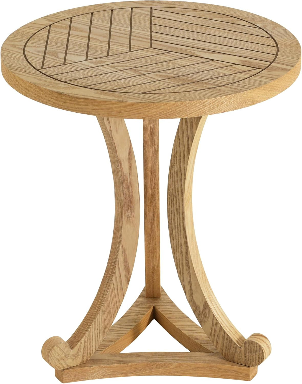 Christopher Knight Home Isele Wood Accent Table with Round Slatted Top Design, Small Side Table with Unique Curved Base, Modern End Table for Living Room/Bedroom/Small Spaces, Natural