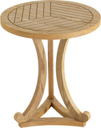 Christopher Knight Home Isele Wood Accent Table with Round Slatted Top Design, Small Side Table with Unique Curved Base, Modern End Table for Living Room/Bedroom/Small Spaces, Natural