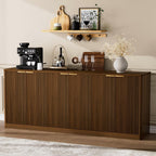 67" Fluted Buffet Sideboard Cabinet with Storages, Modern Accent Cabinet with 6 Doors,Large Storage Cabinet for Kitchen, Living Room,Entryway(Walnut)