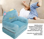 Foldable Kids Sofa, 2 in 1 Open Couch Sleeper for Children, Elephant Embroidery Pattern Comfy Sponge Sofa with Lightweight Portable Design for Bedrooms and Playrooms (Folding in Thirds)