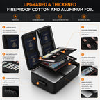 Fireproof Document Box with Lock, 8-Layer Waterproof Fire Resistant Safe Box, Upgraded Heat Insulated Storage Box, Portable Home Travel Organizer for Files, Certificates & Valuables - Black（Soft）