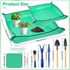 Plant Repotting Mat for Garden, 2 Pcs Waterproof Potting Mat Foldable Indoor Plant Mats Portable Square Gardening Mat Potting Tray with 6 Pcs Mini Garden Tools Set for Plant Lovers Gardening Gifts