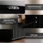 Rophefx Fluted Sideboard Cabinet, 63" Buffet Cabinet with Storage, Credenza Storage Cabinets with Adjustable Shelf, Wood Entryway Cabinets with Pop-up Doors for Living Room, Entryway, Black Grey