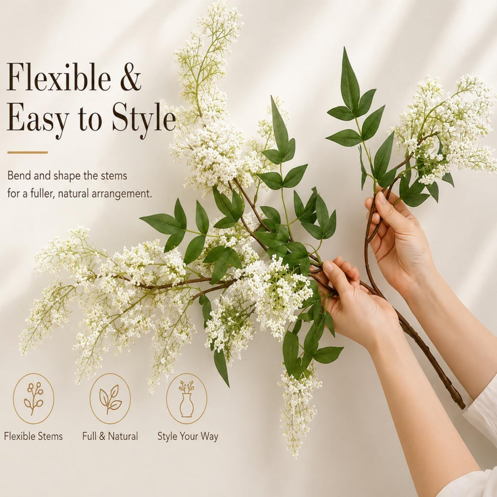 43" Faux Stems for Vase 3 Pcs Realistic Faux Berry Stems Artificial Branches for Vase Spring Floral Stems for Farmhouse, DIY Bouquet, Shower, Mantel, Home Decor