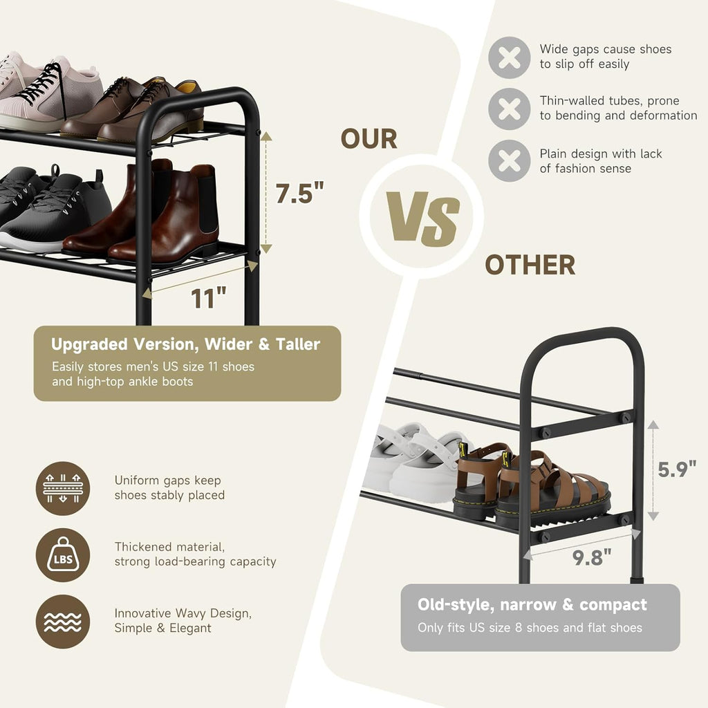 Shoe Rack,Long Shoe Organizer for Closet,Wide Shoe Storage for Entryway,4 Tier Sturdy Metal Free Standing Shoe Shelf