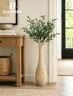 Hanobe Wood Tall Floor Vase: 22 Inch Slender Beige Boho Vase for Pampas Grass - Decorative Large Vases for Farmhouse Living Room Corner Entryway Fireplace Home Decor