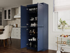 Palace Imports Solid Wood Kitchen Pantry Cabinet - 71.5" Tall x 32" W - Wooden Storage Cabinet with 4 Shaker Doors & 4 Adjustable Shelves, Navy Blue, 100% Renewable Eco-Friendly Wood, Made in Brazil