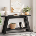 Black Console Table, 55Inch Entryway Console Tables 2-Tier Narrow Wood Console Table Behind Couch Sofa Tables for Living Room, Entryway, Hallway (Black)