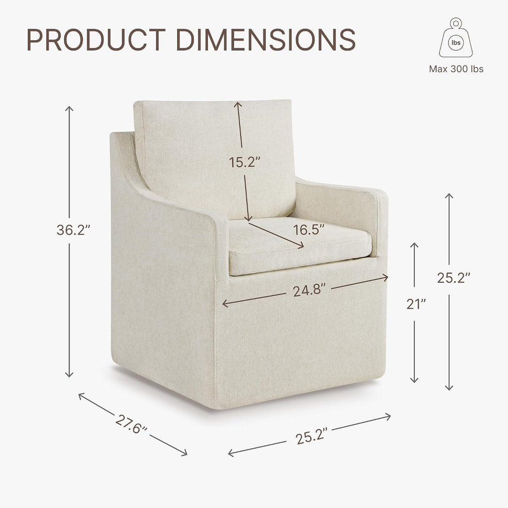 KISLOT Upholstered Dining Chairs Set of 4, Washable Cover Modren Deskchair with 4 Casters & Hidden Storage for Dining Room, Living Room, Home Office, Beige, 4 Box