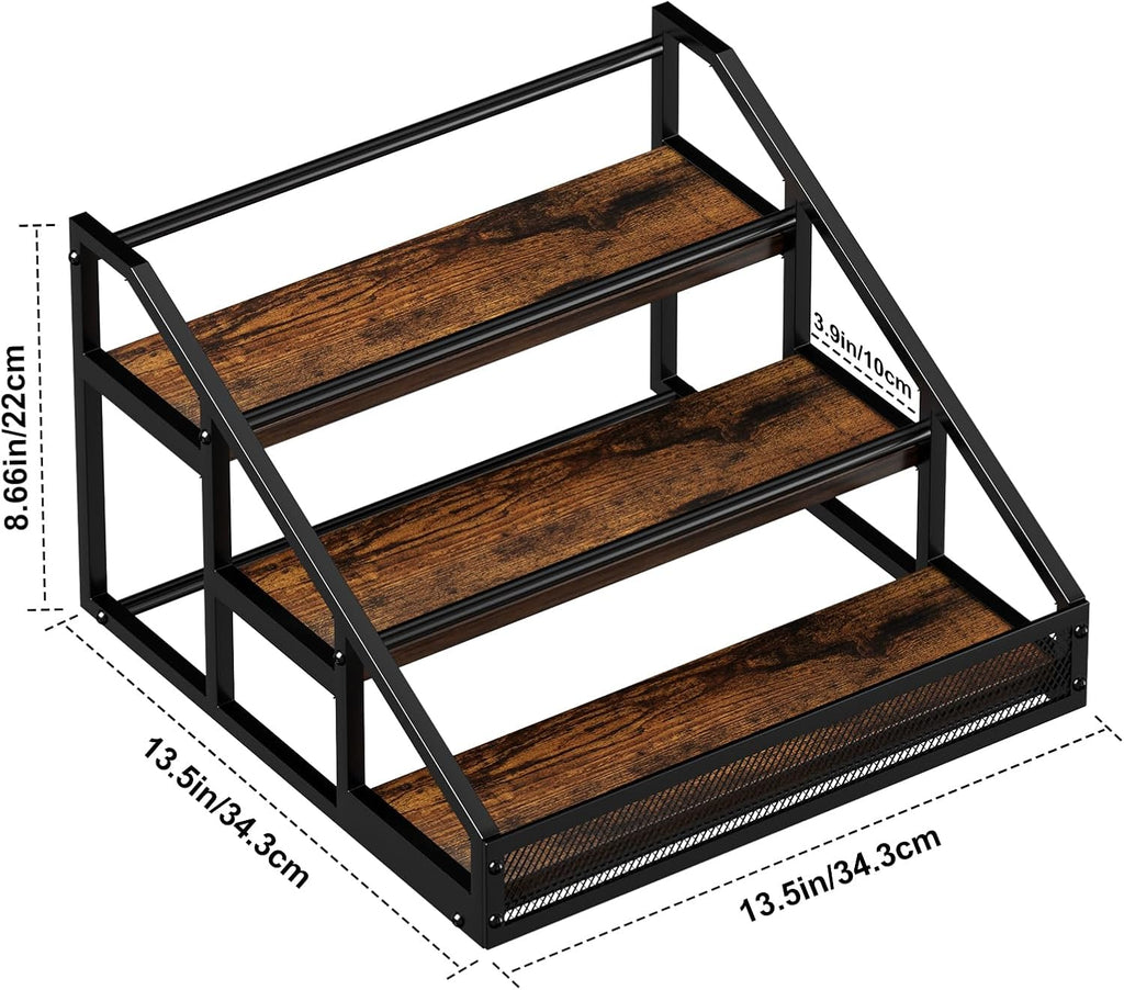 B4Life 2 Pack 3-Tier Liquor Bottle Display Shelf Bar Shelves for Liquor Bottles,Retro Liquor Shelf for Bar Liquor Whiskey, Spirits