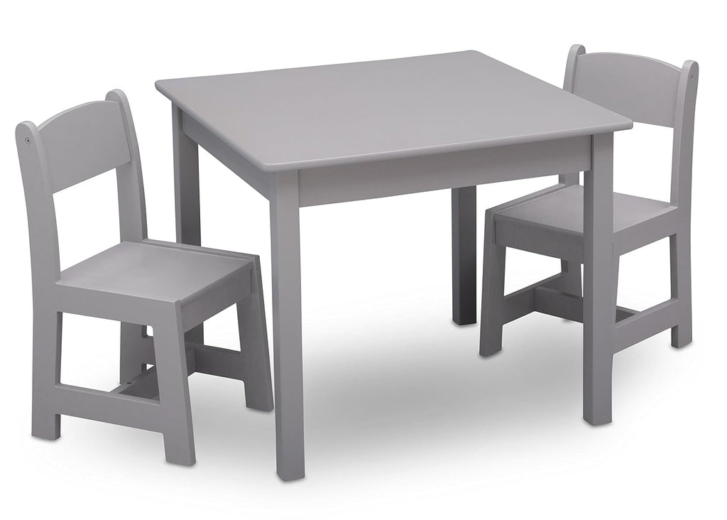 Delta Children MySize Kids Wood Table and Chair Set (2 Chairs Included) - Ideal for Arts & Crafts, Snack Time & More - Greenguard Gold Certified, Grey, 3 Piece Set