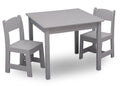 Delta Children MySize Kids Wood Table and Chair Set (2 Chairs Included) - Ideal for Arts & Crafts, Snack Time & More - Greenguard Gold Certified, Grey, 3 Piece Set