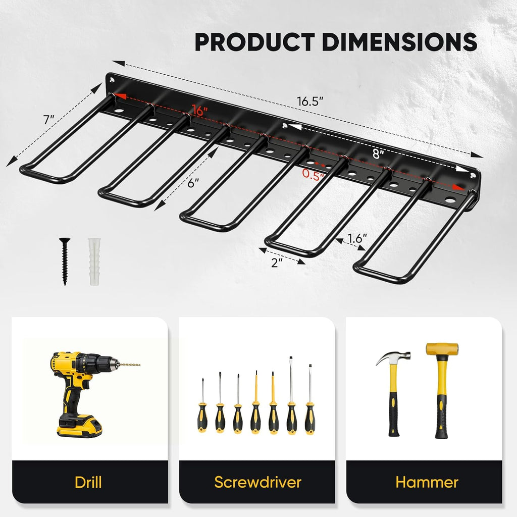 POKIPO Power Tool Organizer, Drill Holder Wall Mount, Heavy Duty Garage Tool Organizer and Storage, Suitable Tool Rack for Tool Room, Workshop, Garage (Black-1 Tirer) (Pack of 2)