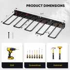 POKIPO Power Tool Organizer, Drill Holder Wall Mount, Heavy Duty Garage Tool Organizer and Storage, Suitable Tool Rack for Tool Room, Workshop, Garage (Black-1 Tirer) (Pack of 2)