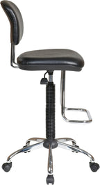 Office Star DC Series Pneumatic Drafting Chair with Vinyl Stool and Back, Heavy Duty Chrome Teardrop Footrest, Black