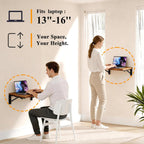 TEAMIX Wall Folding Table, Wall Mounted Floating Table Bedside Shelf for Small Space Bed Side Tray Storage, Foldable Space Saving Drop Leaf Desk for Bedroom, Living Room, Dorm 22''x15.7''(Brown)