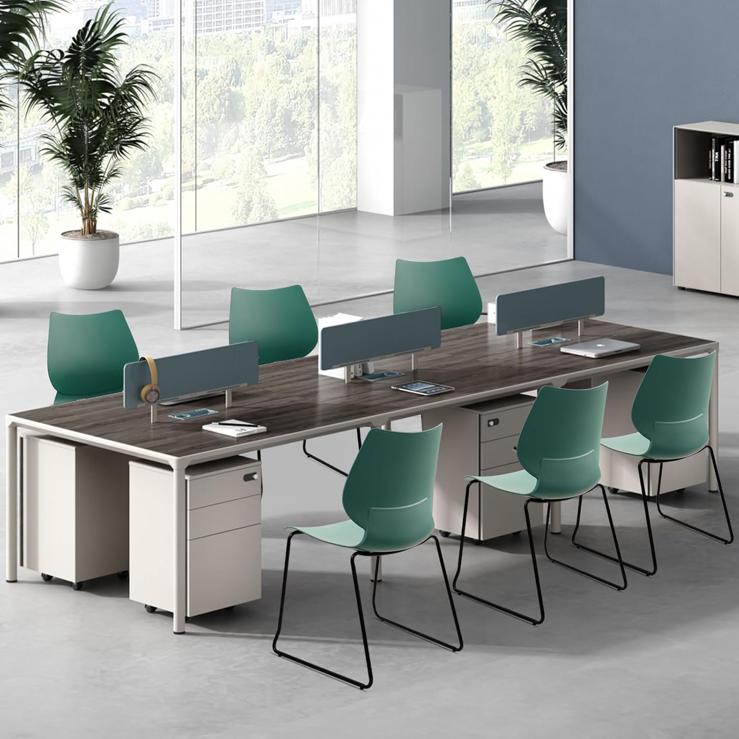 KLASIKA Stacking Chairs, Stackable Waiting Room Chairs, Conference Chair with Back & Church Chairs No Wheels with Metal Legs, Suitable for Offices Conference Training Waiting Room Set of 4, Green