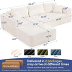 Brage Living 2026 New 108" Cloud Sectional Couch, Comfy Boneless Modular Sectional Sofa with Deep Seat, Sofa Couch with L-Shaped Chaise for Living Room, No Assembly Required (Beige, with Ottoman)