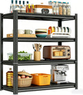 Kitchen Pantry Storage Shelves, 5-Tier Heavy Duty Metal Shelving Unit, Black Adjustable Deep Shelf Organizer for Pots, Pans, Food, and Pantry Items (4-35" W X 14" D X 44" H)